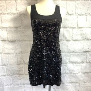 Express Stretch Sequin black party dress